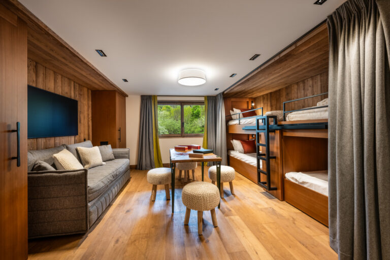 Modern bedroom with bunk beds.
